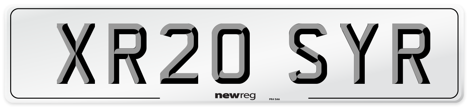 XR20 SYR Number Plate from New Reg
